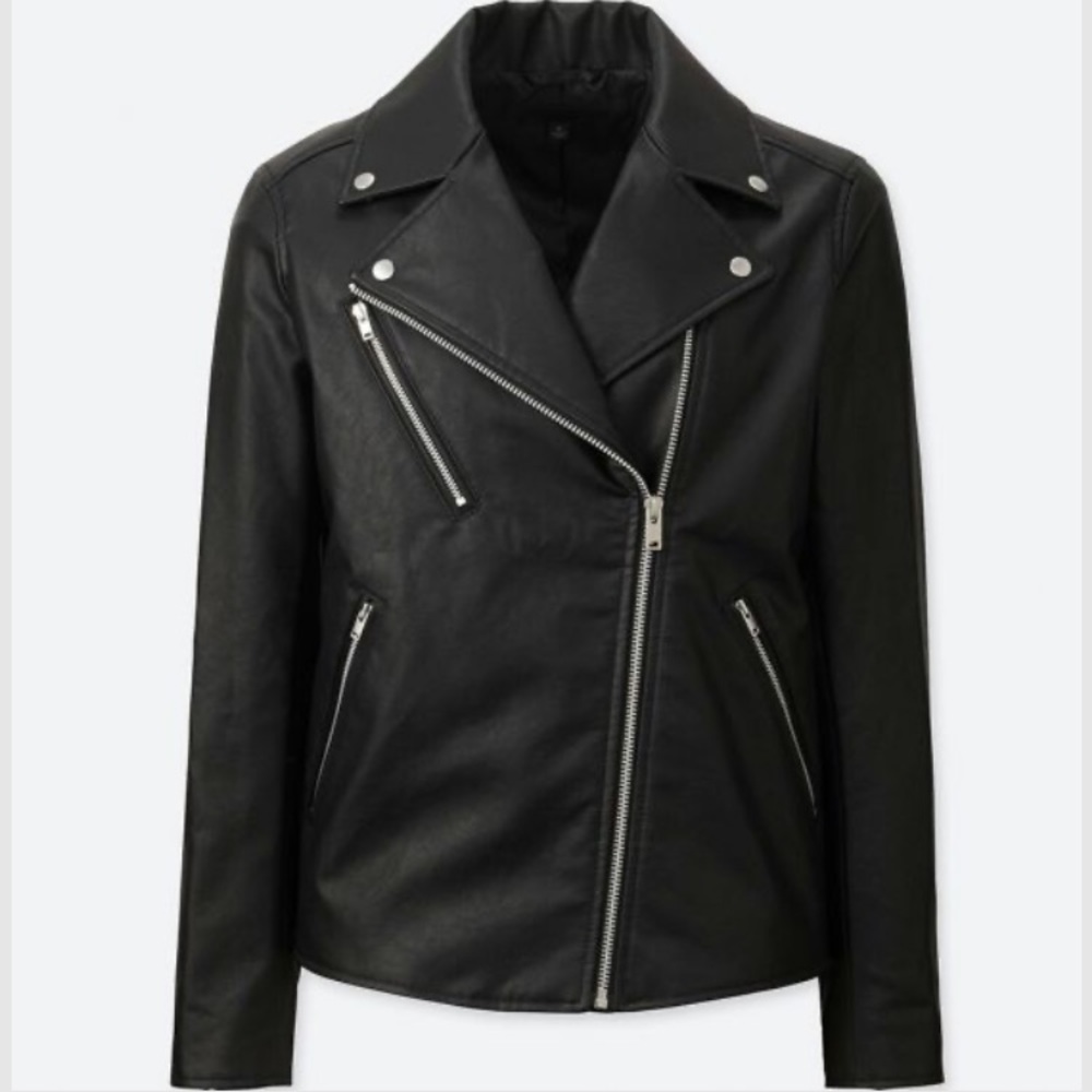 Uniqlo faux leather biker jacket size S